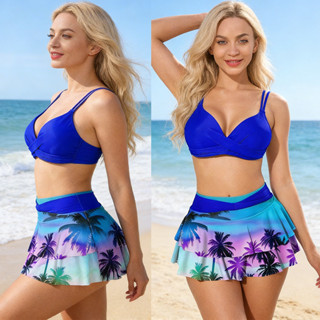 Conjunto Biquíni Feminino com Estampa Tropical Saia Bikini de Ideal para Verão e Piscina em Oferta na Shopee