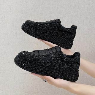 Tênis Femininos de Marca Luxuosos com Strass, Sapatos Casuais Femininos, Tênis Esportivos de Plataforma de Designer, Sap