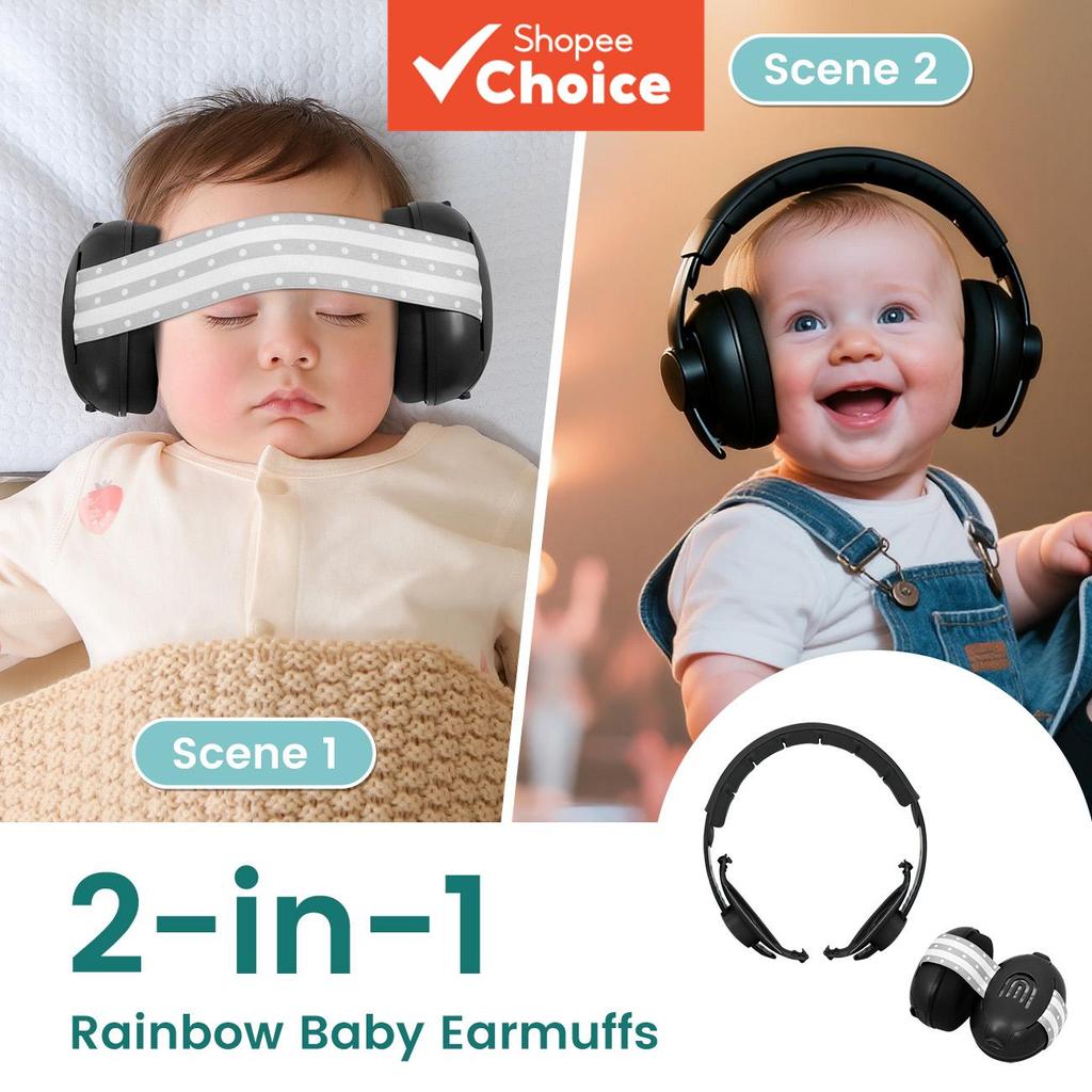  Fones de ouvido com cancelamento de ruído 2 em 1 para bebês Baby Ear, essenciais para viagens ao ar livre