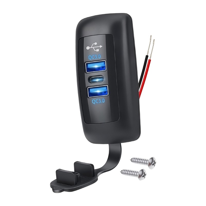 TENB Universal Veículo USB Carregadores Tomada Com Duplo QC3 0 E PD3 0 Portas Capa De Borracha À Prova De Poeira Fácil M