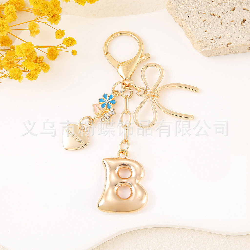 Pingente De Chaveiro De Borboleta Com Letra De metal Europeu E Americano Mais Vendido-Charme De Bolsa De Carta Inglesa M