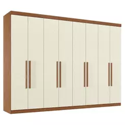 Guarda Roupa Casal 8 Portas 4 Gavetas Master New Jatobá Areia Acetinado - Santos Andirá