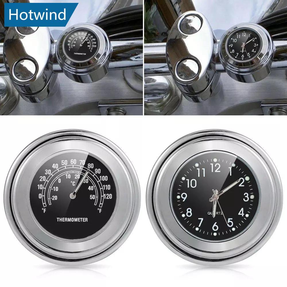 HW 22-25mm Universal Motocicleta Moto Guiador Termômetro Ornamento Da Relógio De Quartzo S2Y3