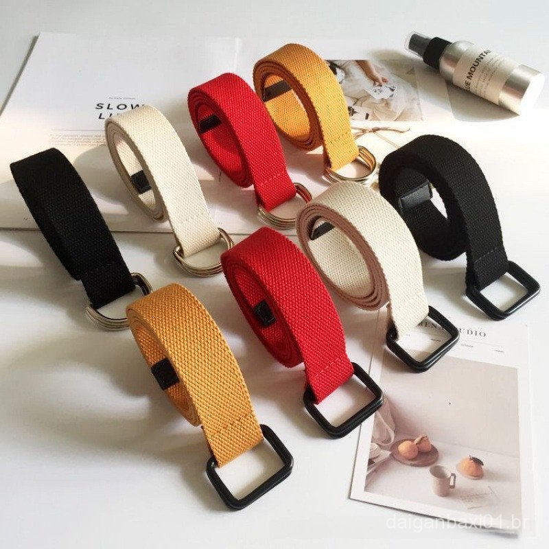 Cinto de lona para estudantes com fivela para homens e mulheres, cinto para calças infantis, cinto estiloso com laço de 