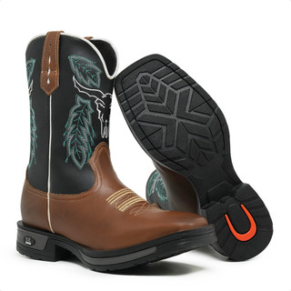 Bota Texana Masculina Bordada Sola Jump!
