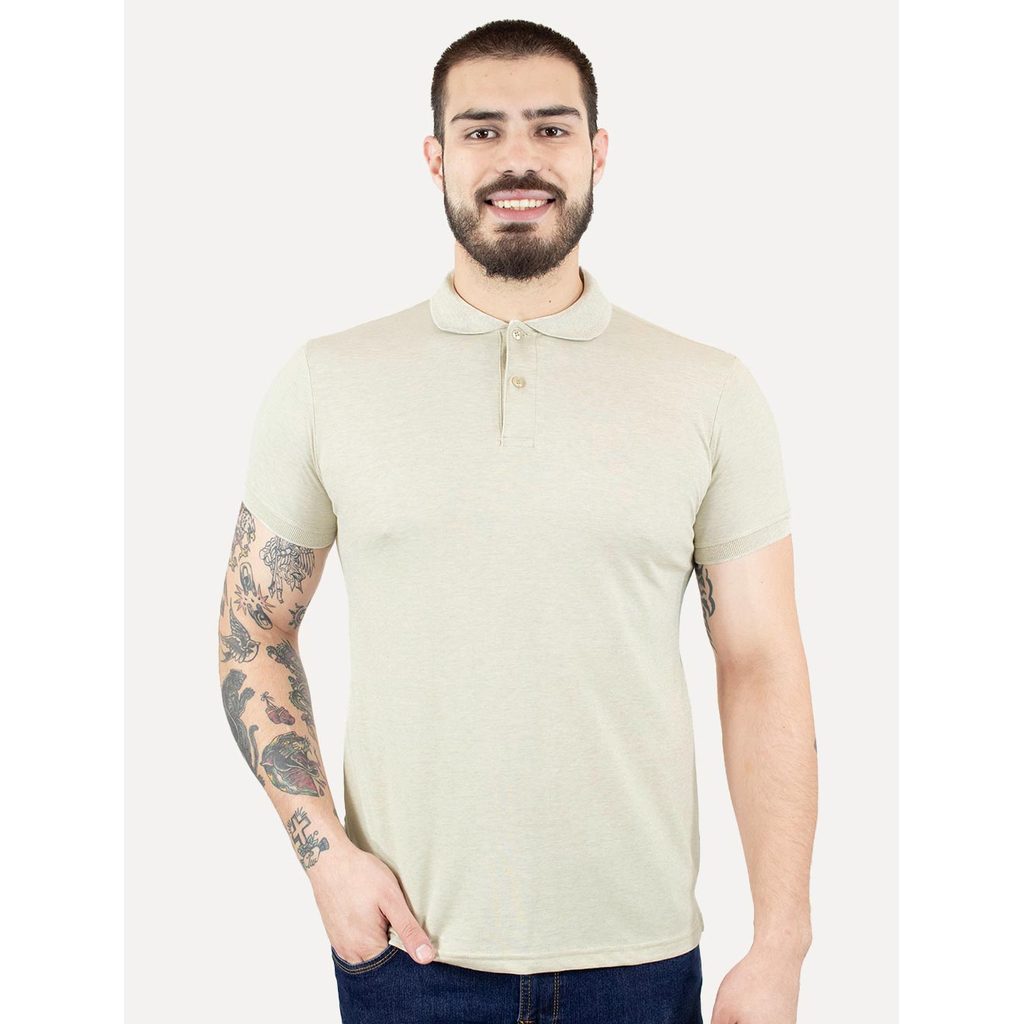 Polo Dixen Masculina Piquet Gola Lisa Cáqui Mescla Claro em Oferta na Shopee
