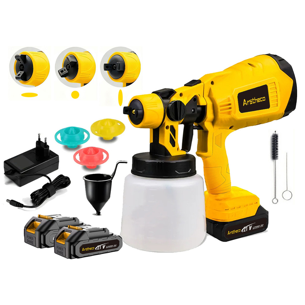 pistola pulverizador tinta portatil 21v duas baterias 800W Arstheco
