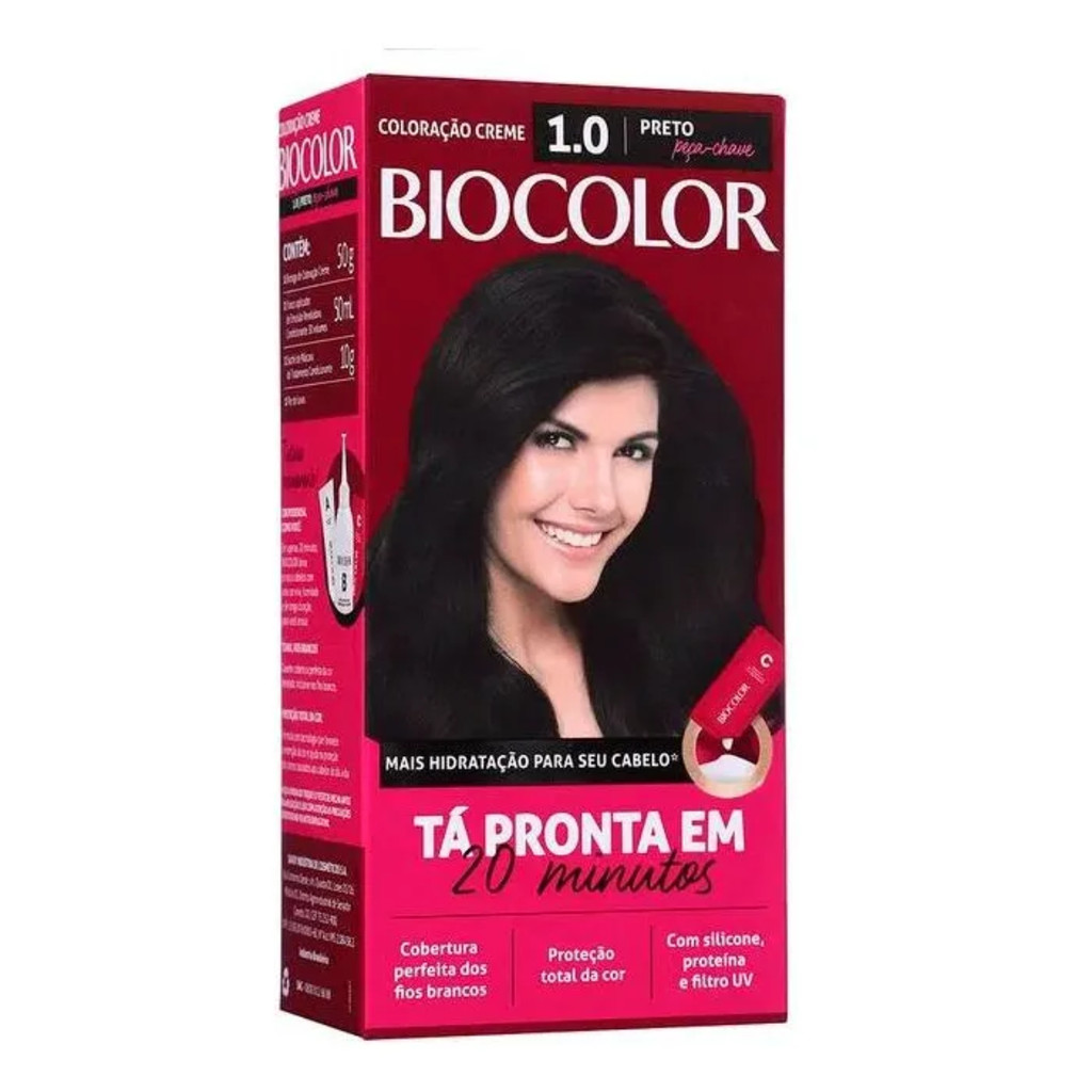 Tinta de Cabelo Biocolor Mini Kit Preto Fundamental 1.0 em Oferta na Shopee