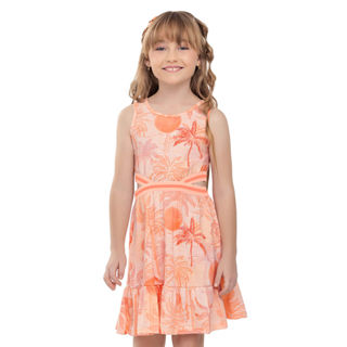 Vestido Infantil Menina Tropical Flamê Elian Laranja em Oferta na Shopee