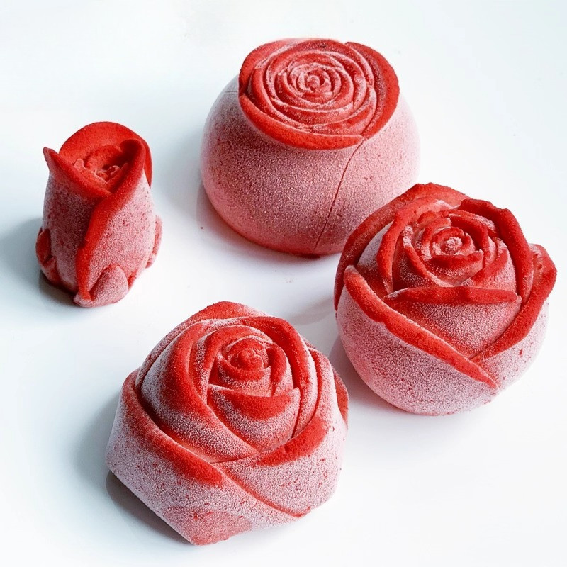 Molde de bolo de mousse de rosa tridimensional dia dos namorados bolo de Chocolate mousse molde de Silicone Fondant sobr
