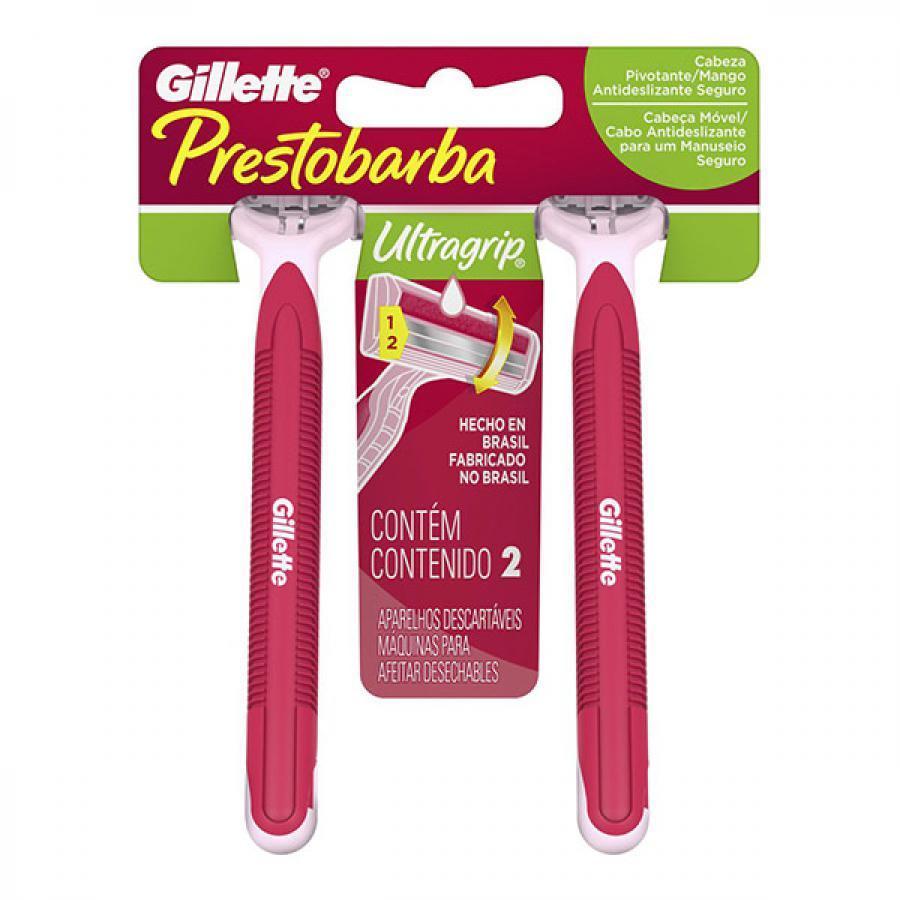 APARELHO GILLETTE PRESTOBARBA ULTRAGRIP COM 2 UNIDADES FEMININO