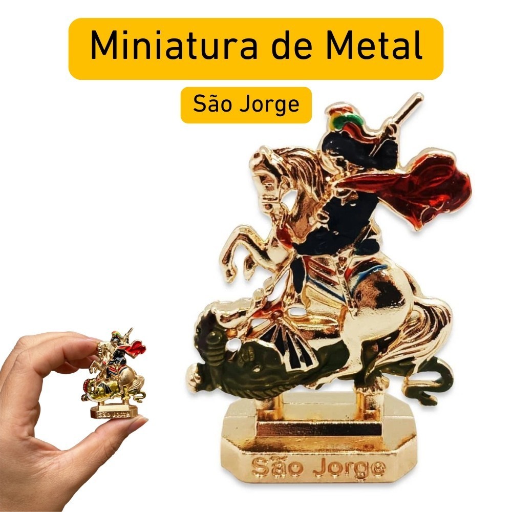 Imagem São Jorge Guerreiro Cavalo Metal Dourado Proteção Carro Caminhão em Oferta na Shopee