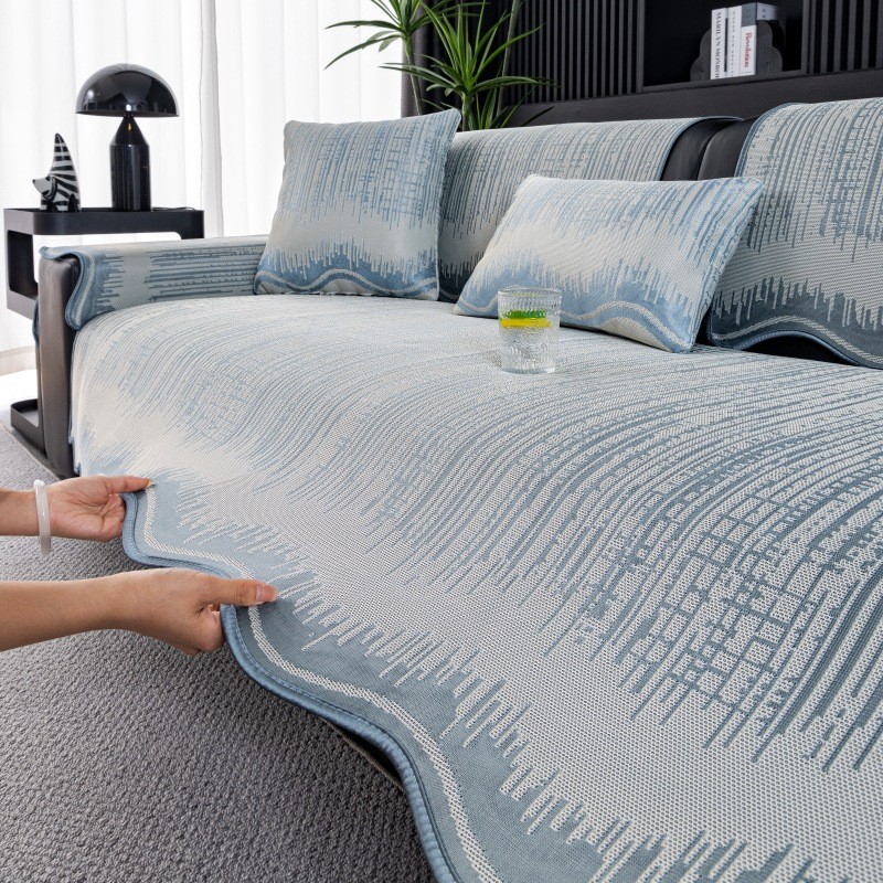 2026 Novo Estilo Verão Almofada de Sofá de Seda Gelo 2026 Verão Fresco Sensação Fixa Antiderrapante Escape Reto Tapete L
