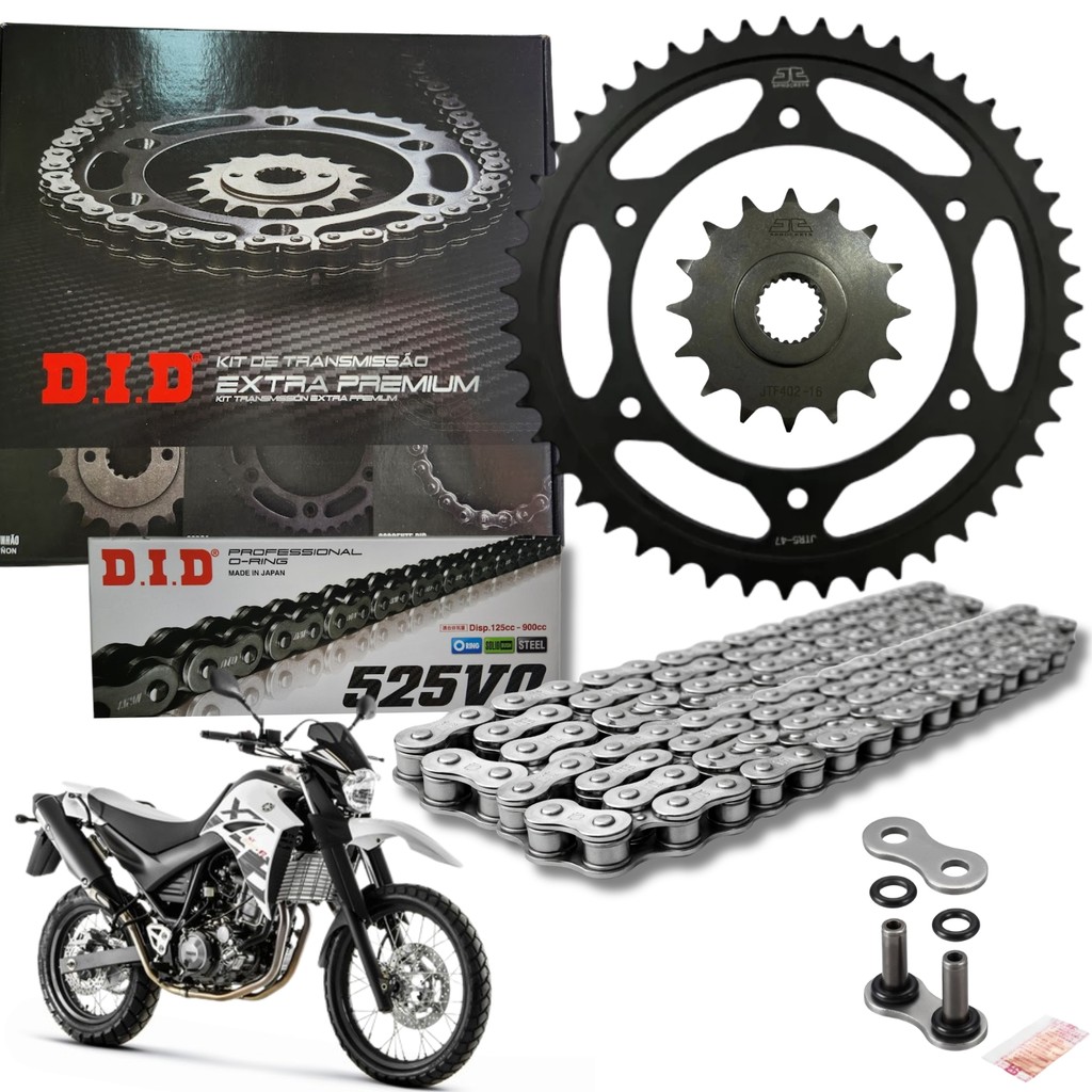 KIT RELAÇÃO TRANSMISSÃO DID PREMIUM COM RETENTOR YAMAHA XT 660R XT 660Z 45/15T 520V0-110ZB