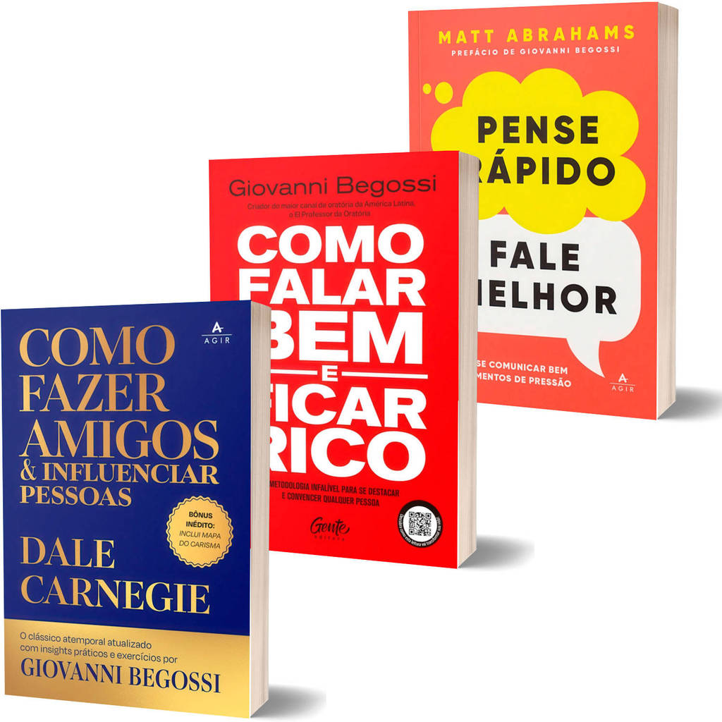 Kit Como Fazer Amigos E Influenciar Pessoas + Pense Rápido Fale Melhor + Como Falar Bem E Ficar Rico - Giovanni Begossi