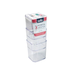 Porta objetos com 3 unidades cristal 6413.H Dello
