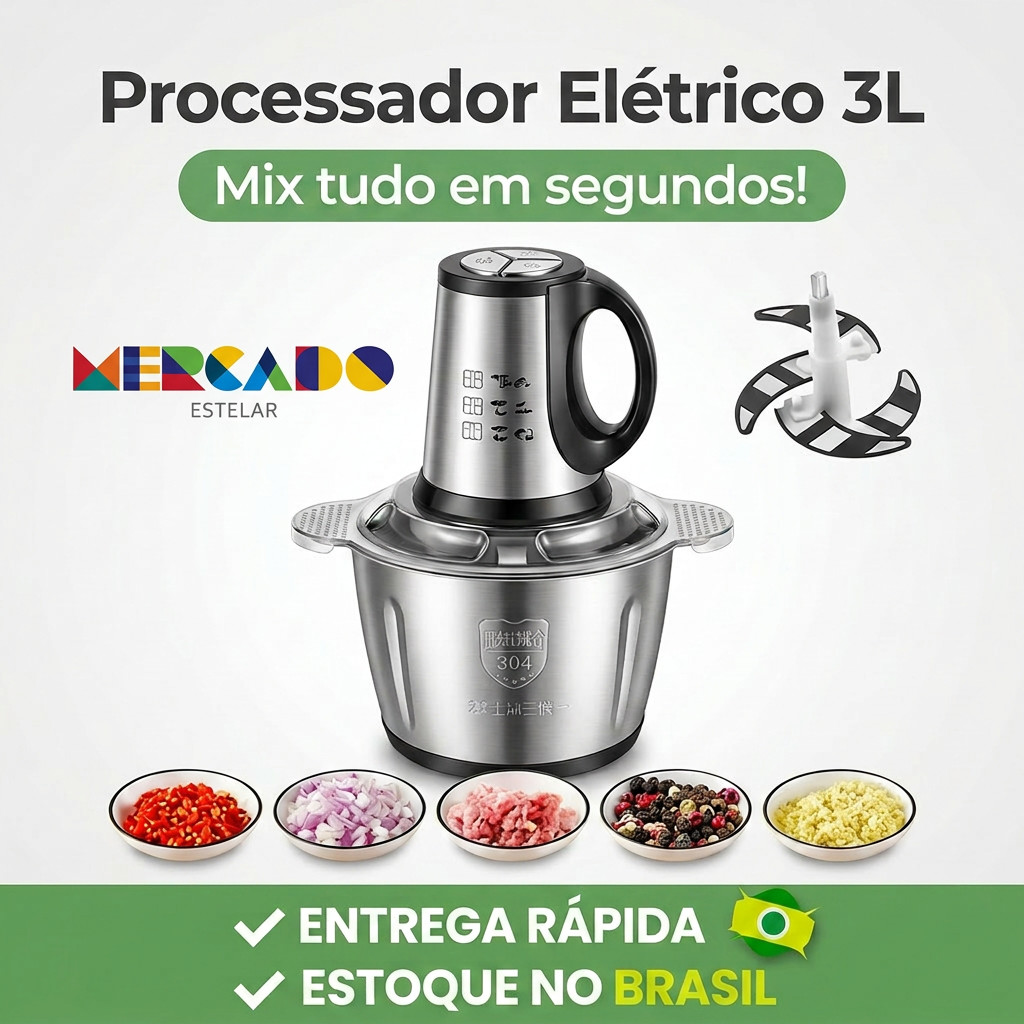 Picador De Alimentos 2L 3L Moedor Elétrico Triturador Potente Carne Legumes Envio Imediato!!!