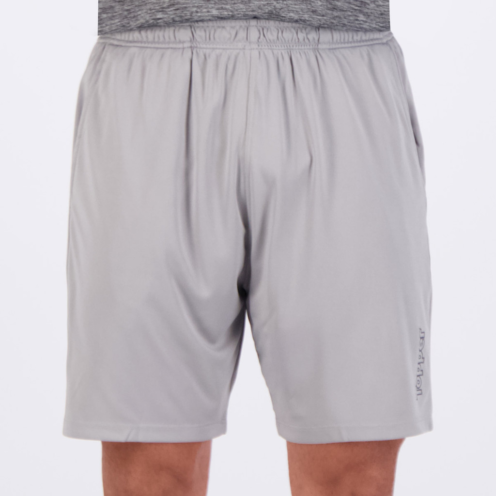 Bermuda Topper Malha Stamp Logo Cinza