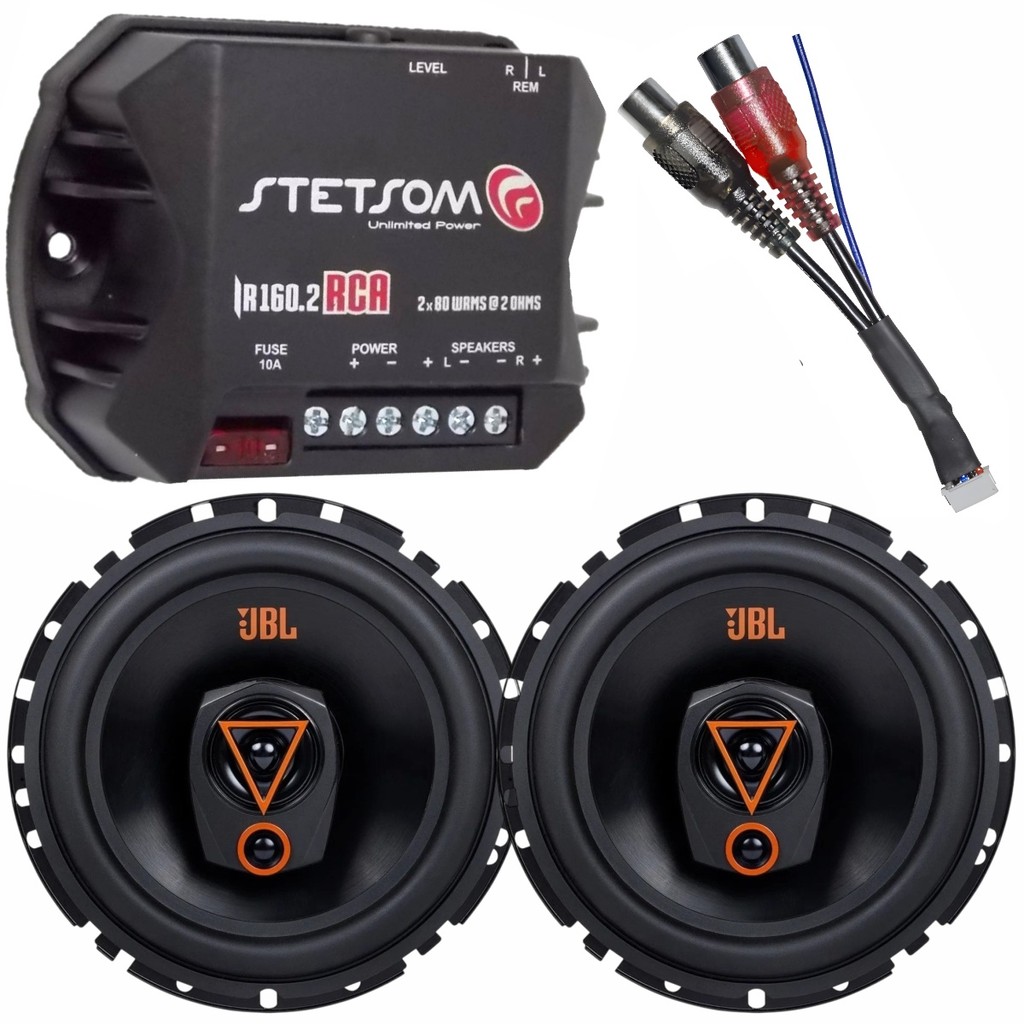 Kit Módulo Amplificador Módulo Stetsom IR160.2 + Par Alto Falantes 6 pol JBL Triaxial 6TRMS80 160W