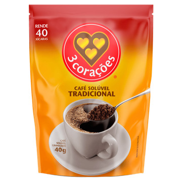 Café Solúvel 3 Corações Tradicional Refil 40G em Oferta na Shopee