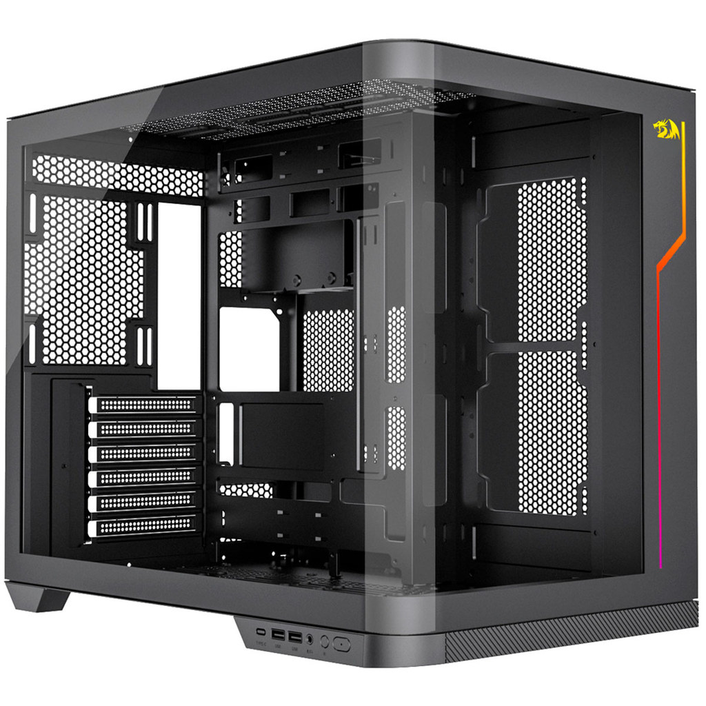 GABINETE GAMER MID TOWER SEM FAN SEM FONTE CA-605B WIDELOAD EXTREME PRETO REDRAGON