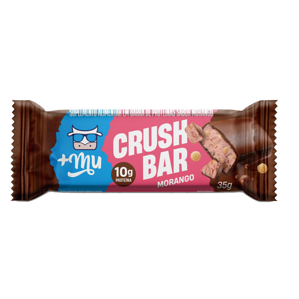 Barra de Proteína Mais Mu Crush Bar Morango com 10g de Proteína 35g em Oferta na Shopee