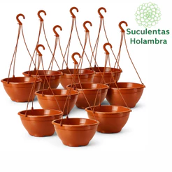 Kit 5 Vasos Cuia 21 Com haste 43 cm - REFORÇADO Cor Terracota Marrom - p/ Rosa do Deserto, Samambaia, Suculentas