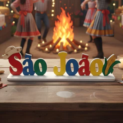 Display Decorativo Festa Junina - Letreiro São João - 35x9x8cm - 1 unidade - Rizzo