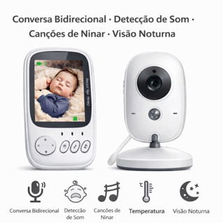 Baba Eletrônica Com Monitor Visão Noturna, Câmera c/ Audio Sensor de Temperatura em Oferta na Shopee