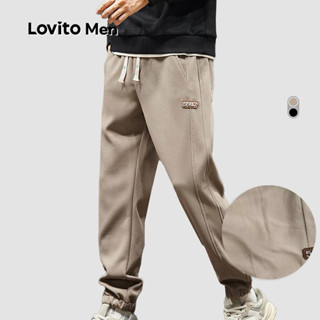Lovito Men Calças Esportivas Casuais com Bolso Cordão e Estampa de Primavera/verão para homens LNE118110 em Oferta na Shopee