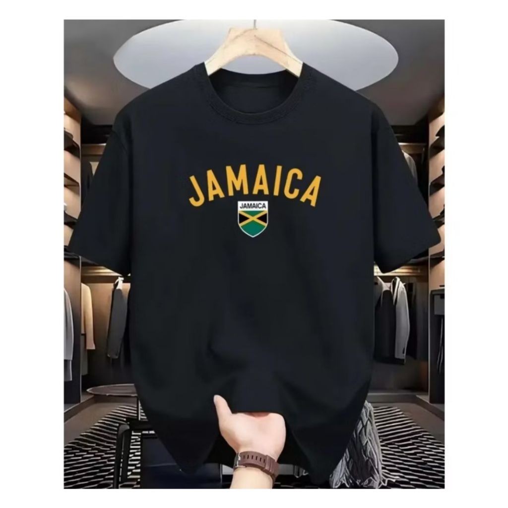 Camiseta masculina Premium JAMAICA  Gola Redonda Manga Curta Algodão Moda Basica Casual Alta Qualidade