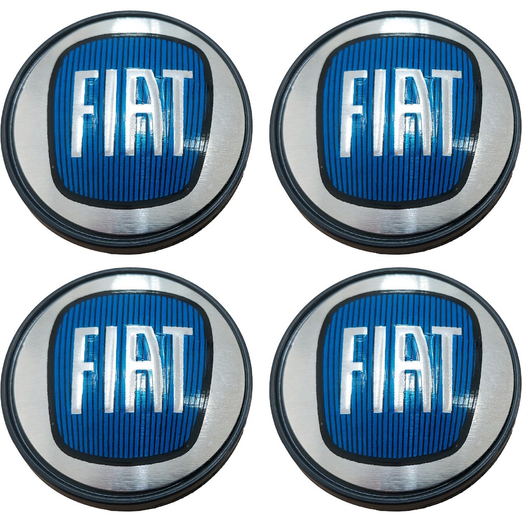Kit Jogo 4 Calotinhas Miolo Centro de Roda Fiat Azul 55mm Roda de Liga Leve em Oferta na Shopee