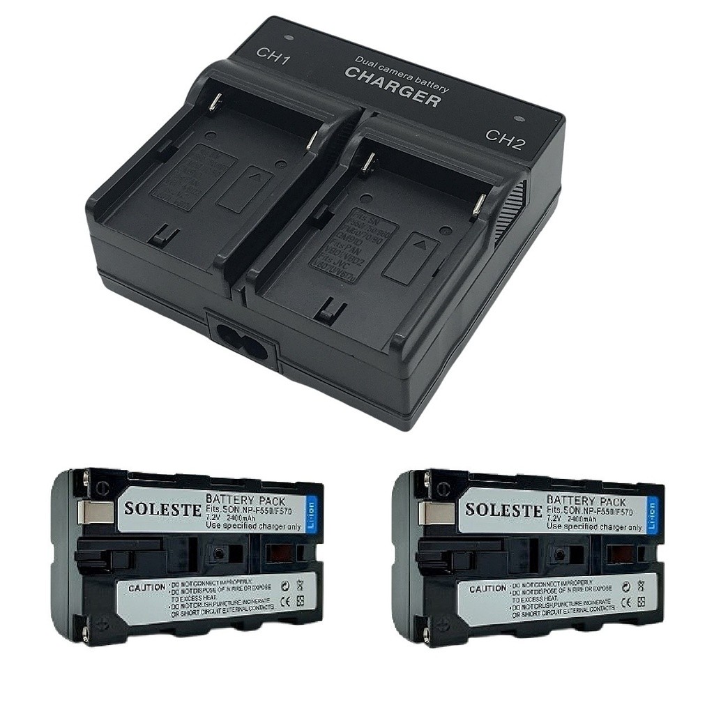 2 Baterias Np-F570 2400mAh para Iluminadores De Led com Carregador duplo S