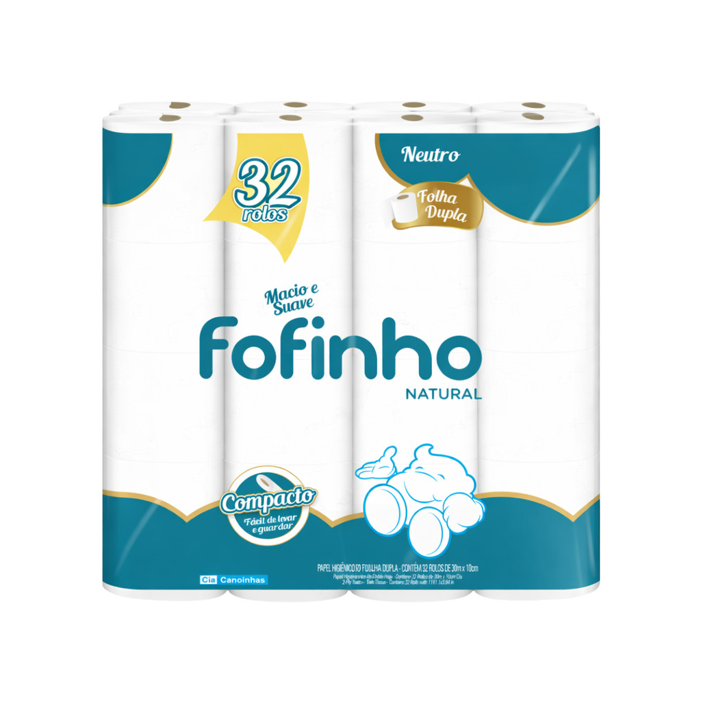 Papel Higiênico Fofinho Folha Dupla Neutro 32 Rolos 30m