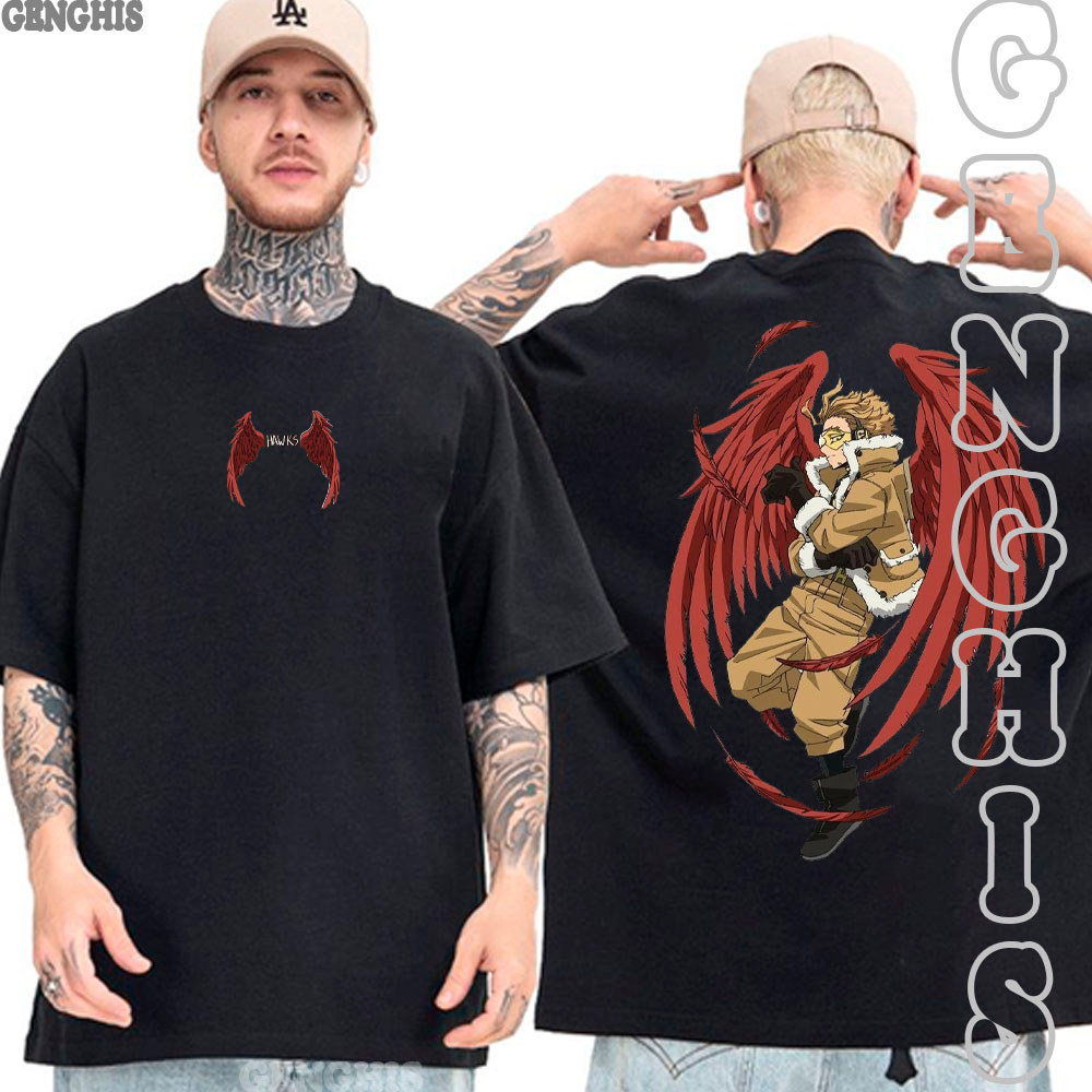 Camiseta Hawks Keigo Takami Herói Número 2 Boku no Hero Academia Anime Manga Camisa Basica e Oversized Unissex