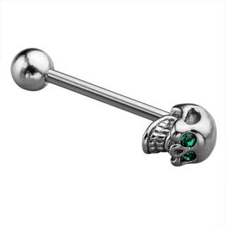 [Trêsgoodstonesgen] 14G Aço Inoxidável CZ Gem Prata Língua Barbell Anel Barra Corpo Tsg