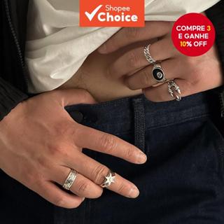 Punk 5 Peças Conjunto de Anéis Pretos 8 Estrelas Empilháveis para Homens Acessórios Diários Frios na Mão Joias em Oferta na Shopee