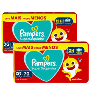 Kit 2 Fraldas Descartáveis Pampers Supersequinha Jumbo XG - 140 Tiras em Oferta na Shopee