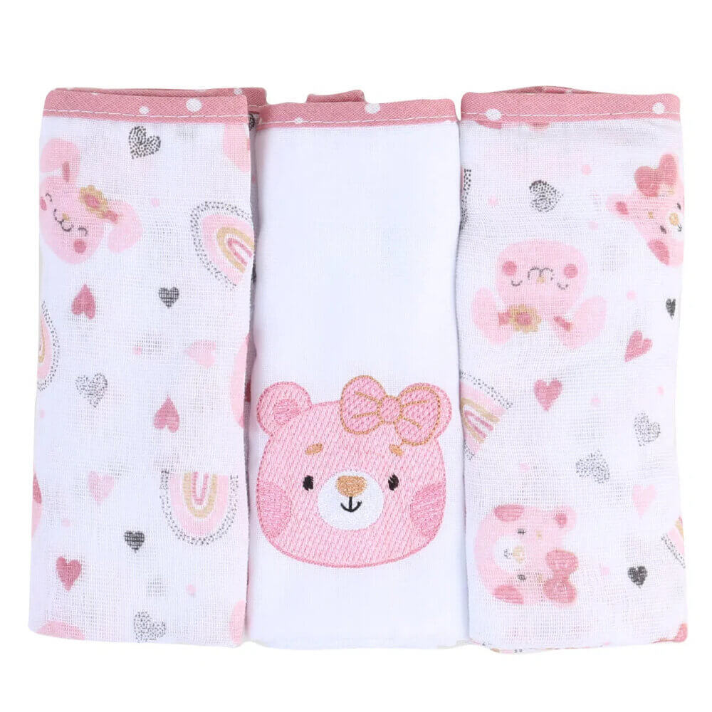 Fralda Baby Gijo Com 03 Unidades 70x68 Cute Animals Menina em Oferta na Shopee