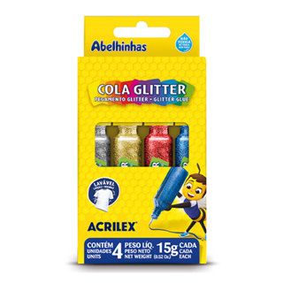 Cola Glitter 4 cores 15g 02924 Acrilex em Oferta na Shopee