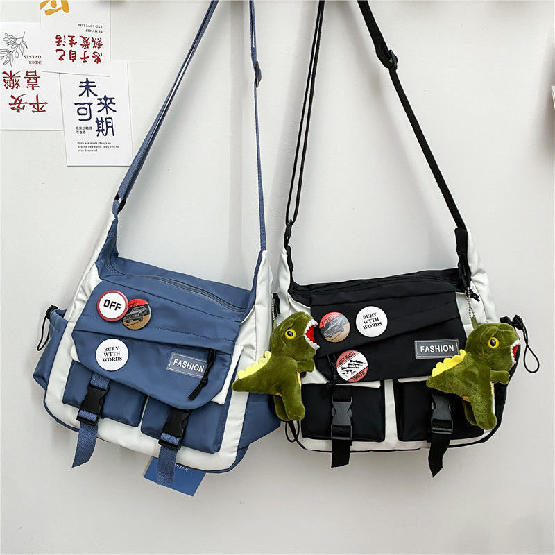 Bolsa Transversal Masculina em Estilo Japonês - Espaçosa Bolsa de Mensageiro em Lona Casual em Oferta na Shopee