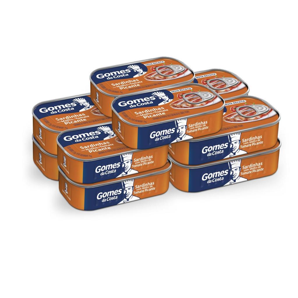 Kit 10 UN - Sardinhas com Molho de Tomate Picante - 125g - Gomes da Costa