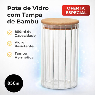 Pote Hermético Vidro com Tampa de Bambu Mantimentos Pote Armazenamento 850ml 1 UNIDADE em Oferta na Shopee