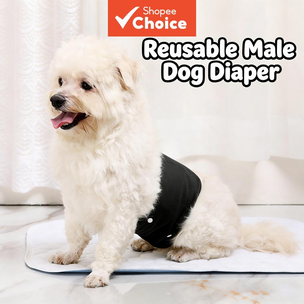 Fralda Lavável para Cães Machos, Cueca Sanitária Ajustável com Velcro, Faixa Abdominal para Pets, Camada Dupla à Prova
