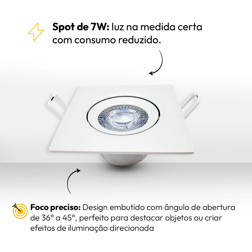 Kit 10 Spot Led Embutir 7w 3000k/4000k/6500k Branco Quente/Neutro/Frio Branco Alut By Avant em Oferta na Shopee