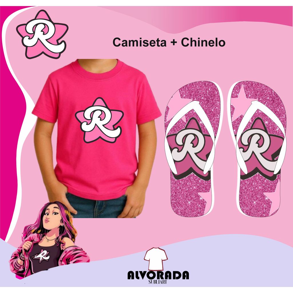 Kit Infantil Promoção Emilly Vick Camiseta 100% Algodão + Chinelo Sublimado Emilly Vick Youtuber