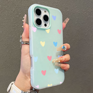 Corações Coloridos Capa Capinha Para iPhone 17 Air 16 15 14 Plus 13 12 11 Pro Max 16e 2 Em 1 Com Porta-Cartão em Oferta na Shopee