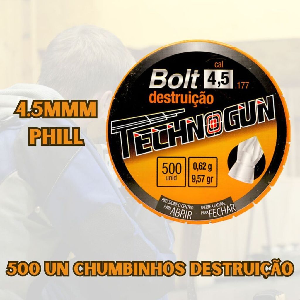 Chumbinho Technogun Bolt 4.5mm .177 0,62g 9.57gr 500un GR MOLA em Oferta na Shopee
