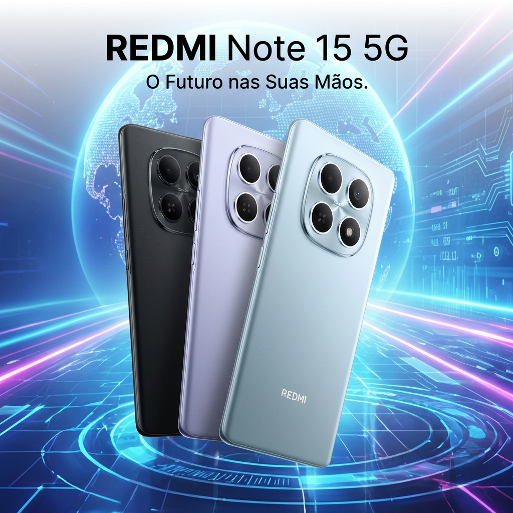 Celular Xiaomi Redmi Note 15 5G 256GB 8GB RAM, Processador Snapdragon 6 gen 3, Câmera 108MP