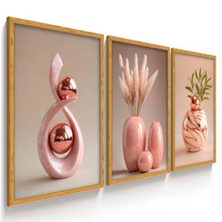 KIT 3 Qadros Decorativos Vasos Inspiração Zen Vários Estilos Cores Sala de Estar  Quarto Decoração de parede em Oferta na Shopee